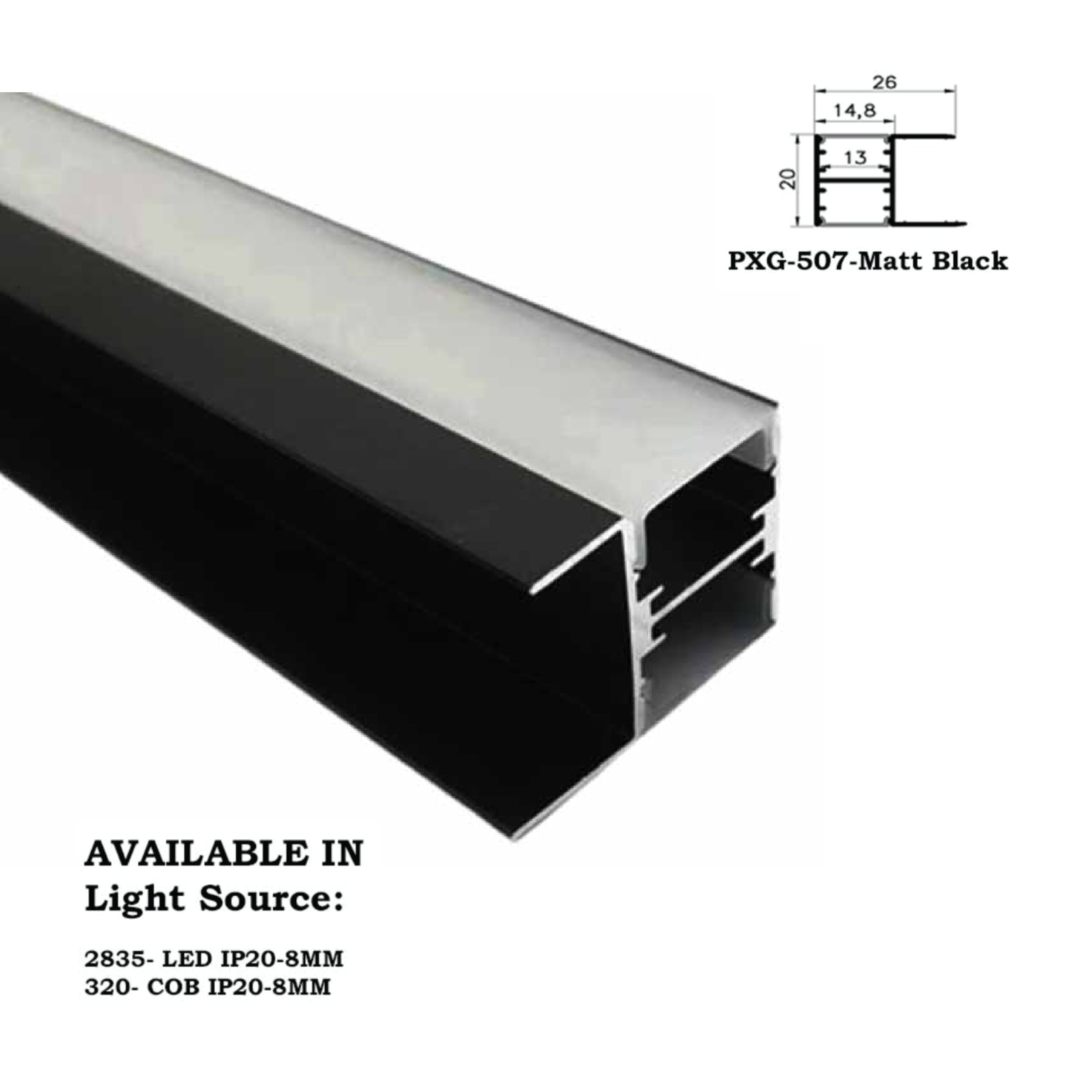 Aluminium Profile Light | PXG-507-MATT BLACK